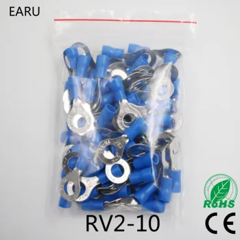 RV2-10 Mavi Ring 1,5 terminal Kablo Tel Bağlayıcı elbise-2.5 mm kablo Crimp Terminal 100PCS/Pack RV2 yalıtımlı.5-10 RV