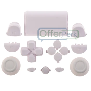 Düz Beyaz Tam Set Düğmeleri Kitleri PS4 Denetleyicisi JDM-010 JDM için Yedek Parça Dpad-020