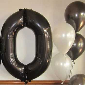 40inch Siyah Numara Balon Basamak Alüminyum Folyo Balon Doğum günü Parti Süslemeleri Düğün 30 Yıl Kutlama Globos Malzemeleri