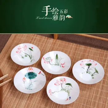 5 adet çay için mavi ve beyaz şapkalı ya da bambu şapka şekli Çin el çizimi Çay Bardağı yetkilileri ile ince Seramik çay fincanı, Bardağı/