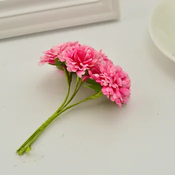 6pcs İpek Çiçekçiler Düğün Ziyafet Ev Dekorasyon diy çelenk Hediye kutusu el Yapımı Çiçek Sanat İçin Yapay Çiçek Krizantem