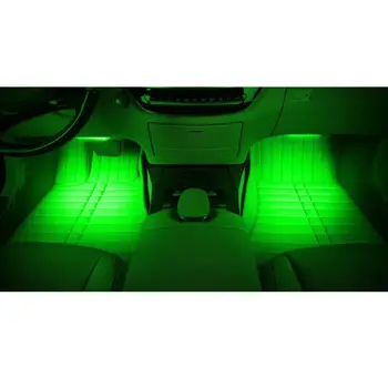 BBQ@FUKA Araba İç 12LED Barları Otomobilin SUV Ayak Neon Dekor Işık Srtips 4in1 Yeşil Atmosfer lamba Döşeme