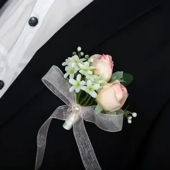 Yeni Düğün Çiçeği Damat Sağdıç Buket Pin Broş Babası Yapay Sağdıç Korsaj Elbise Aksesuarları Dekorasyon