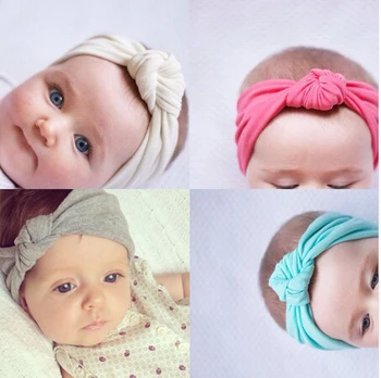 Bebek Kravat Düğüm saç Bandı elastik saç bantları kız saç bantları Yaz saç bağı bebe için yay Türban Pamuk Çocuk Kız Örme