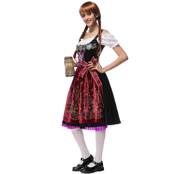 Ücretsiz Kargo Almanya Bira Kız Cosplay Deluxe Kadife Kostüm Bavyera Oktoberfest Bira Festivali Kostümü Fantasia Cadılar Bayramı Hizmetçi