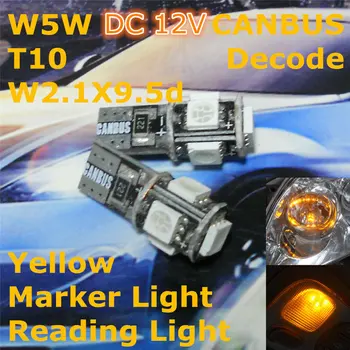 12 V(5*5050 SMD) CANBUS Decode Sarı Renk Araba Ampul Lamba T10 W5W W8 AÇTI.1X9.İzni için 5d Genişliği Işık