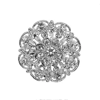 1.3 İnç Parlak Gümüş Güzel Diamnates Kristal Yapay Elmas Yaka Pin Broş Çiçek