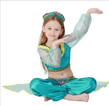 Parti oyunu rol kostüm Cadılar Bayramı Prenses jasmine kostüm Alaaddin'in Prenses cosplay çocuk kız Oryantal dans elbise