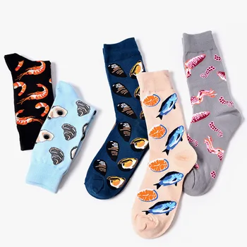 CHAOZHU Yeni Yaratıcı Jacquard Deniz ürünleri Balık/İstiridye/Karides Harajuku Ekip Hoşlanıyor Rahat Özelleştirilmiş Çorap Erkekler Çorap