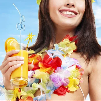 1 ADET Sıcak Hawaii Noel Çelenk DİY Parti Çelenk Çiçek Hoop Kolye Süslü Elbise Topu Plaj Süslemeleri