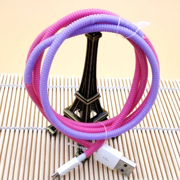 50cm kablo düzenleyici, Uzunluk şarj etmek için 6pcs/çok Katı Renk TPU spiral USB Şarj kablosu kablosu koruyucu wrap kablo sarıcı