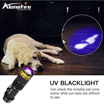 ALONEFİRE SK68 395nm Bakıştan Marker Checke İçin UV el Feneri Meşale Işık ultraviyole Işık Blacklight UV Lambası AA Pil Led