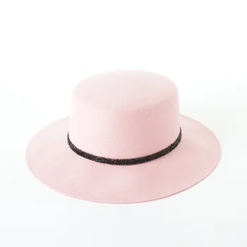 Kadınlar İçin Basit düz üst Şapka Yün Yeni 2017 Sonbahar Kış Geniş Ağzına Fötr Şapka Laday Kumarbaz Melon Şapka Hissettim