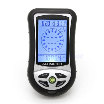 1 LCD Pusula Barometre Altimetre Termo Sıcaklık Saat Takvim 8in1 dijital altimetre+ Boyunluklar dijital 8