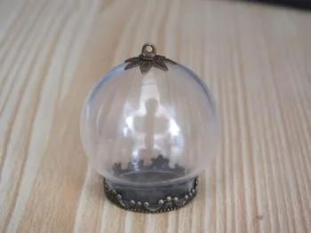 Bronz ile 30x20mm Diy cam küre top taç kapağı el yapımı Mini cam şişe kolye mücevher bulma