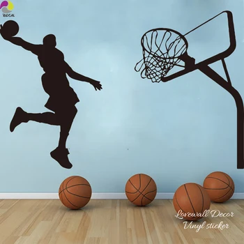 Basketbolcu Smaç Duvar Sticker Çocuk Odası 230cmx150cm Top oyunu Spor ekibi, Duvar Çıkartması Çocuk Odası Sanat Vinil Ev Dekorasyonu