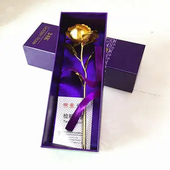 Romantik 24K Altın Çiçek Düğün Festival Dekorasyon Kutu Gül