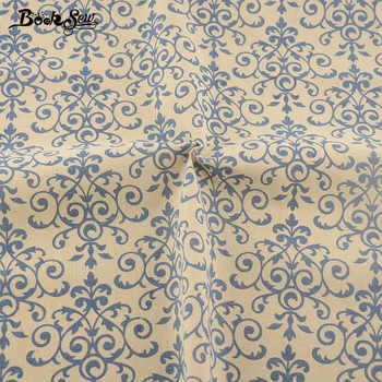Booksew Ev Tekstili Pamuk Keten Kumaş Mavi Desen Tasarımı Malzeme masa Örtüsü Yastık Çanta Perde Yastık Zakka CM Dikiş