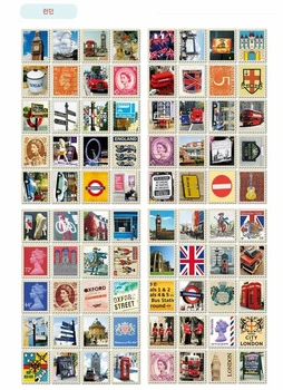 MQStyle 4Sheets/Paket Defteri, DİY Kağıt Vintage London Dorothy Günlüğü Damga H0181 Sticker Dekorasyon Çıkartmaları