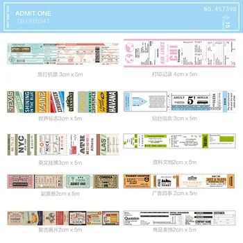 10 Stilleri Bileti/Listeleme/Reklam/Form/Baskı/Japon Yapıştırıcı DİY Washi Maskeleme Kağıt Bant Etiket Dekoratif Etiketler
