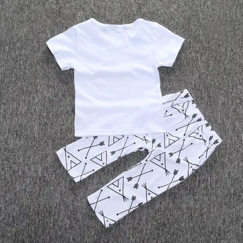 Hooyi Patron Erkek Bebek Kıyafetleri Elbise Moda Beyaz Ok Yenidoğan T-Shirt 2 adet Pantolon, Bebek Giyim Pamuk Tee Gömlek Set