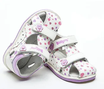 Yeni Güzel 1pair Çocuk Kız Hakiki Deri Ortopedik kemer destek Ayakkabı,Bebek Yumuşak Taban Ayakkabı Sandalet