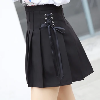 Kadın Etek Preppy Stil Harajuku Kawaii Dantel-Cp Lolita Mini Etek Sevimli Okul Üniformaları Saia Uzun Bayanlar Jupe SK5016 Pileli