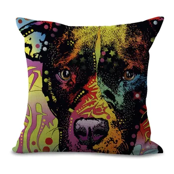 Dekoratif Yastık kılıfı Hayvan köpek Renkli Resim 17,5 Cm Pamuk Keten Sandalye Koltuk A1114 Yastık Kapağı Atmak Yastık kılıfı