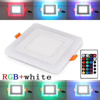 Ultra İnce 6W LED 18W 24W Çift Renk RGB Panel Işık AC 100 Soğuk Beyaz Lamba Kare Tavan Gizli Işık-265V