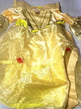 110-150cm Prenses belle Cadılar Bayramı Güzellik ve Canavar Kostümü çocuk Kız çocuk doğum günü hediyesi Kostüm Elbise Cosplay Kostüm