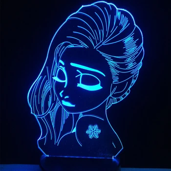 YENİ Güzellik Elsa Kız 3D USB Lamba Kızdırma Peri Dövme Çiçek Genç RGB Renkli Gece Işık Başucu Noel Hediyeleri Lampara LED
