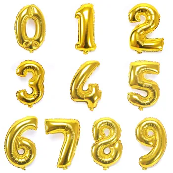 16inch Altın Varak Numarası Balon Alüminyum Folyo Helyum Balonlar 0-9 Dijital Şekil Doğum günü Düğün Parti Dekorasyon HG0212
