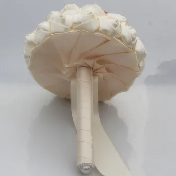 Ücretsiz Kargo Fildişi Turuncu Yapay Çiçek Köpük Topu Düğün Gelin Buketi Dayanıklı İpek Atmak Buketi Özel W223-2