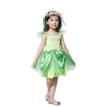 Oz Kız için Cadılar Bayramı Kostümleri Sihirbazı Yeşil Orman Woodland Elf Kostümü Peri Tinkerbell Bahçe Peri Cosplay Elbise