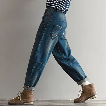İlkbahar Yaz Yeni Stil Kadın Rahat Gevşek Harem Pantolon Klasik Kot Arası Kızlar İçin Tam Uzunlukta Kot Pantolon Kadınların Pantolon Pantolon