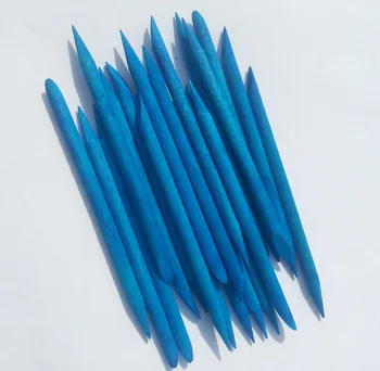 100pcsX75mm Mavi renk Tırnak Sanat Tasarım Turuncu Ahşap Sopa Kütikül İtici Sökücü Manikür Bakımı + Ücretsiz Kargo