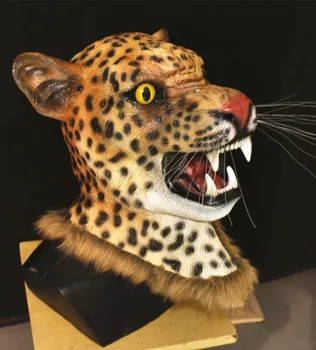 Karnaval Parti Kostüm Cosplay Leopar Panter Hayvan Kafa Lateks Jaguar Maskesi Malzemeleri