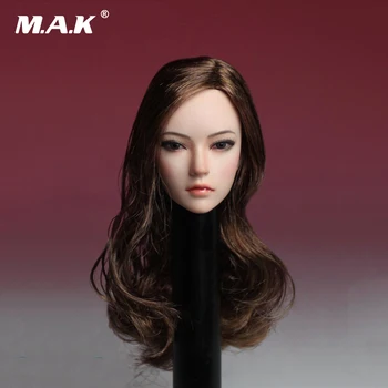 1/6 Ölçek Kadın Başı 1 için Oyma Uzun Kıvırcık Saçlı Asya Kadın Başı Heykel:6 Kadın Figürü Vücut