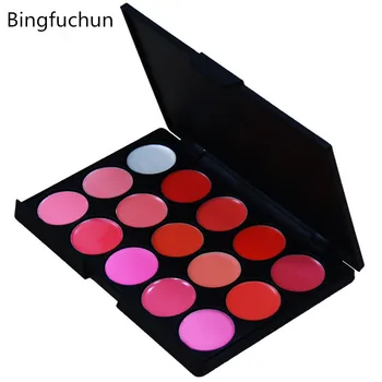 Bingfuchun 1 adet 15 Renk su geçirmez Dudak Parlatıcısı Makyaj Ruj dudak parlatıcısı Pigment Dudak Paleti, ruj, uzun ömürlü set