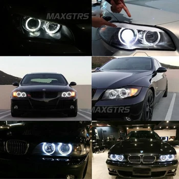 2x146mm+2x131mm süratli 42SMD RGB Angel Halo Ring Uzaktan Kumanda Kiti ile Far Işığı Gözlerini BMW E46 LED