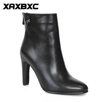 XAXBXC Retro İngiliz Tarzı Deri Brogues Siyah Kısa Çizme Kadın Ayakkabı Oxfordlar Metal Kuş Ayak el Yapımı Casual Bayan Ayakkabı Sivri