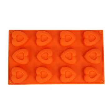 DİY silikon Kek 12 delikler silikon jöle çikolata kalıpları CDSM puding kalp şeklinde aşk 141 kalıp-
