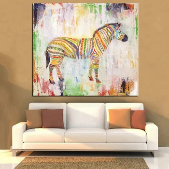 Tuval Hayvan HD Baskı Suluboya Zebra Fil Soyut Resim Sanat Pop Modern Cuadros Oturma Odası İçin Duvar Resim Dekor