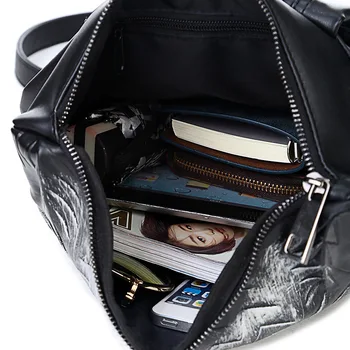 Unisex PU Deri Karakterli Baykuş Sırt çantası Kadın Backbag en Yeni Şık Havalı Siyah Kabuk Çanta Sıcak Satış Erkek Sırt çantası Okul Çantaları