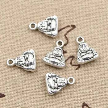 12pcs Takılar çift*4 mm Antika kolye Yapmaya uygun,Vintage Tibet Gümüş,DİY bilezik kolye 10*12 Buda taraflı
