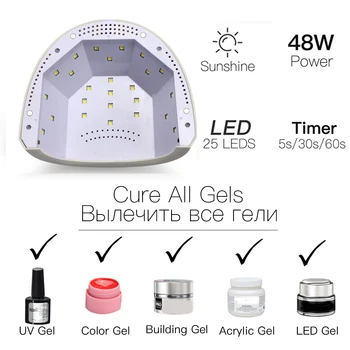 BURANO 48W UV için UV Jel Tırnak lamba Led Tırnak kurutma makinesi 5s 25/30/60 timer tırnak makinesi tırnak sanat araçları ile Jel LED