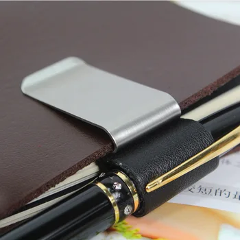 JUNETREE modelleri gezgin Notebook Seyahat deri notebook diaries 150709 tutucu çanta bakır metal klip kalem