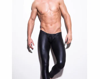 2017 Yeni Erkek Suni Deri Pantolon Siyah Erkek Ev Tekstili İç Giyim Moda Güzel bir Pantolon Tozluk ücretsiz kargo Clubwear Seksi