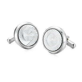 Yüksek WN yeni tasarım kaliteli özel dairesel spiral desen kol düğmeleri Moda Aksesuar erkek Fransız kol düğmeleri