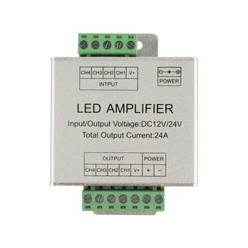 RGBWW İçin RGBW Amplifikatör 24A Veri Sinyal Tekrarlayıcı CH Kanalları Devre Alüminyum Kabuk Işıklar Şerit 12 V 24 V LED